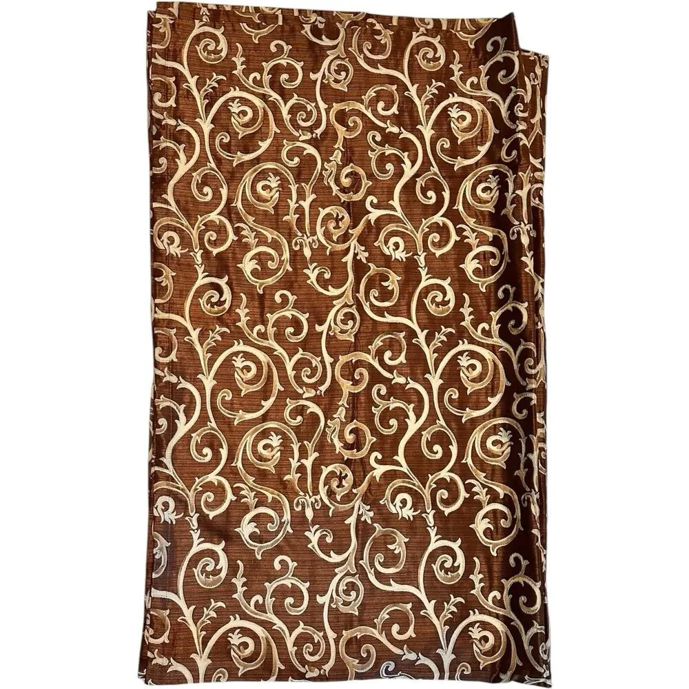 Lot of 3 Croscill Curtains Drapes Jacobian Brown Gold 54 X 84 Damask